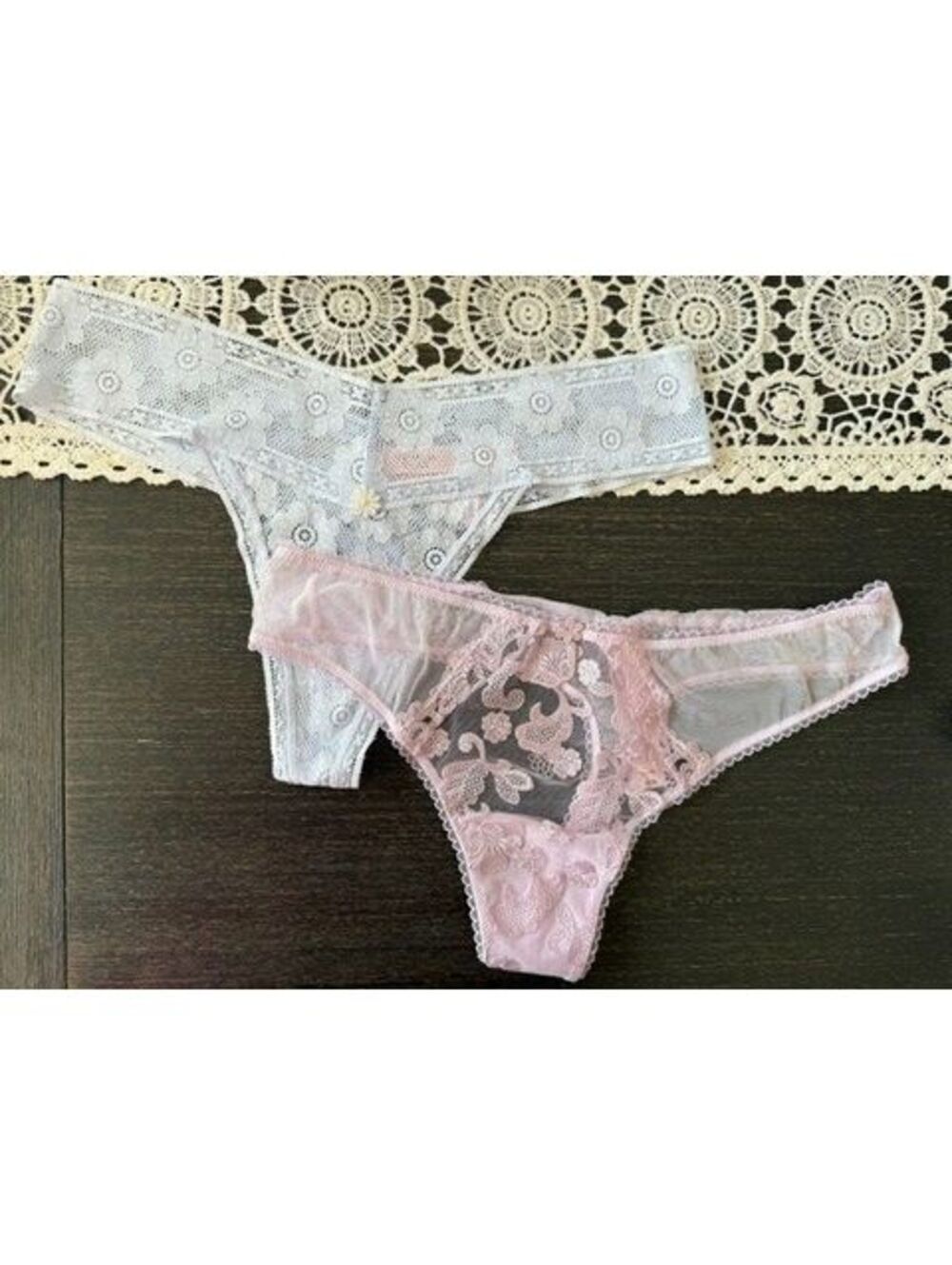 NWT Victoria's Secret thong lacey sexy blue and lavender panties size Large New!